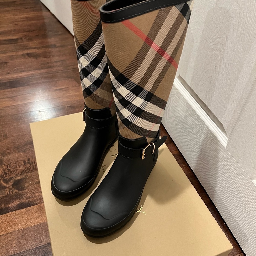 Simeon Vintage Check Moto Rain Boots - Picture 5 of 8